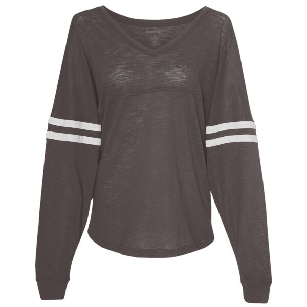 Women’s Slub Jersey Varsitee V-Neck Long Sleeve T-Shirt Thumbnail