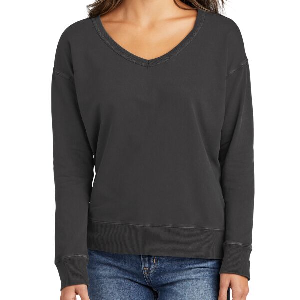 Ladies Beach Wash ® Garment Dyed V Neck Sweatshirt Thumbnail